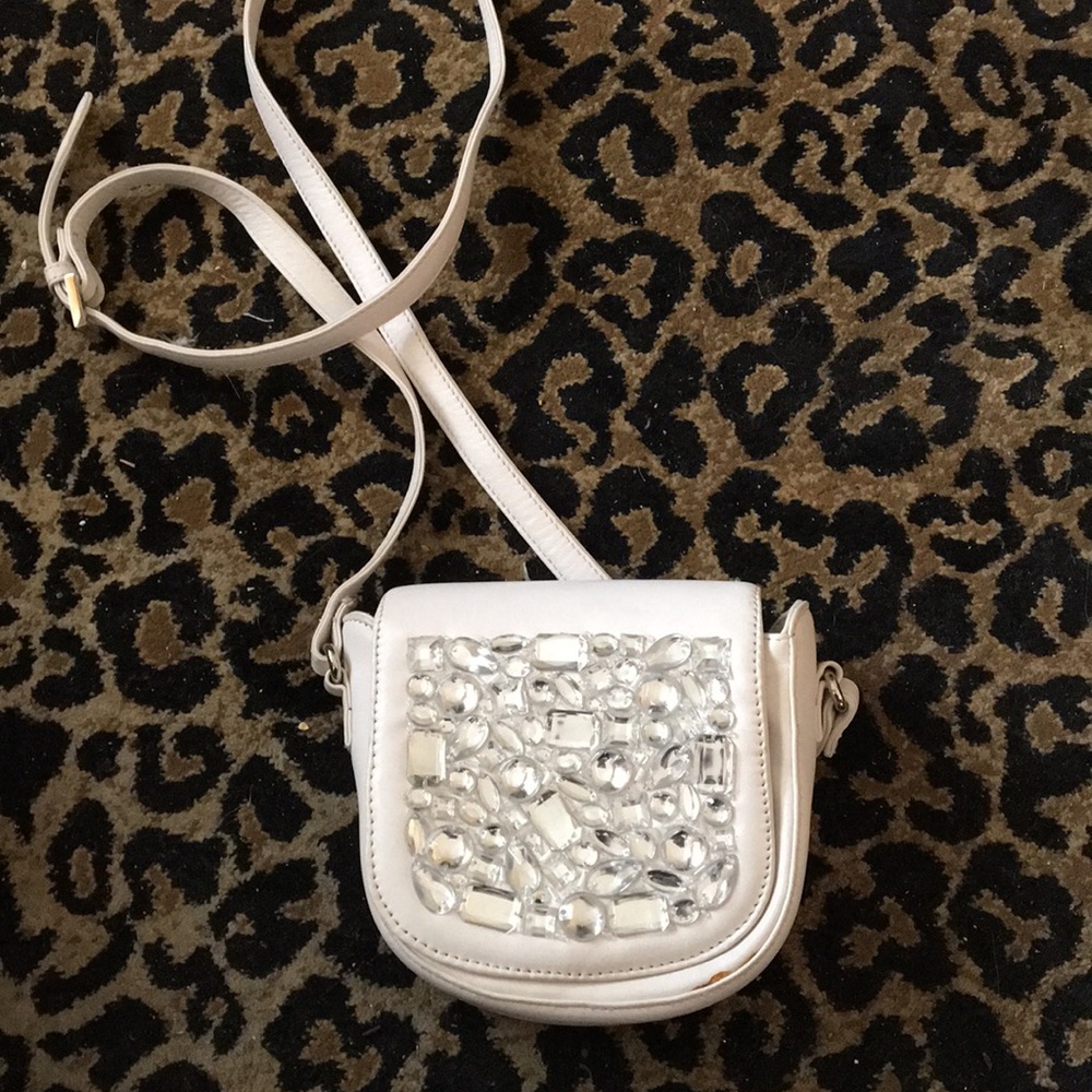 Donald J Pliner White Crystal Crossbody Bag